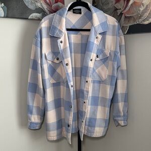 HFX Plaid Long Sleeve Shirt in Blue and Light Pink